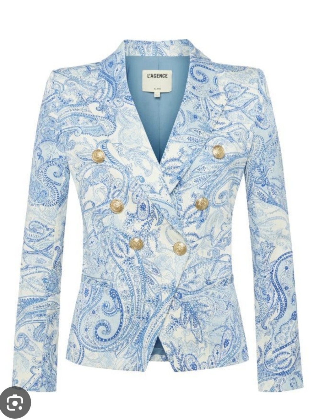 L'Agence Marie double breasted paisley cotton blazer women's size 14